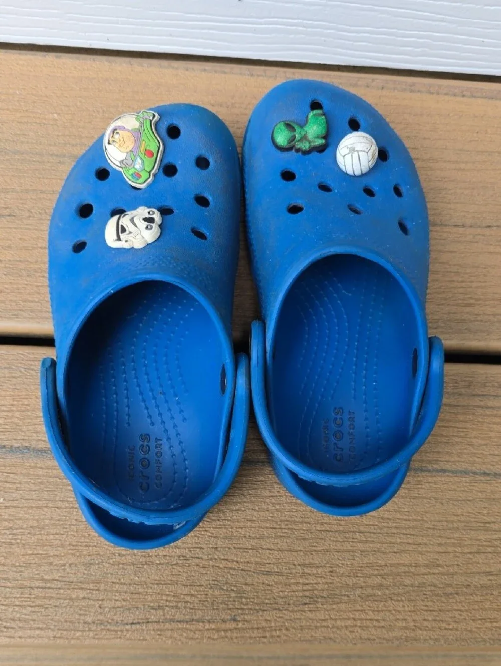 Crocs Kids Blue Slip-On Sandal Clogs with Charm Accents